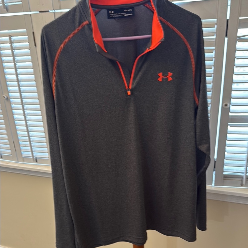 Under Armour Men's HEATGEAR Gray and Orange Pullover